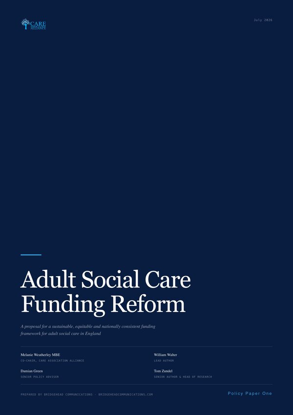 Front cover: CAA Paper One: Adult Social Care Funding Reform