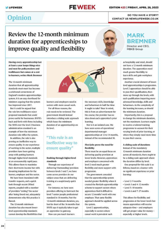 Press coverage: Minimum duration requirements are holding apprenticeships back