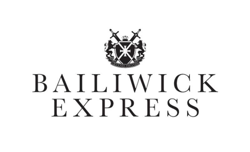 A logo featuring the words "Bailiwick Express" with a crown and crossed swords above them.