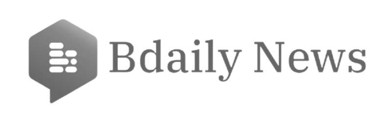 Logo of Bdaily News featuring a hexagonal shape with stylized text. The design includes a minimalist representation of lines resembling news articles. The logo is primarily in gray tones.