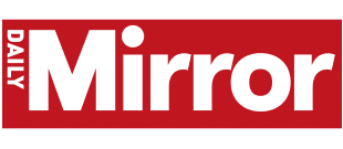 The logo of the Daily Mirror, featuring bold white lettering on a red background.